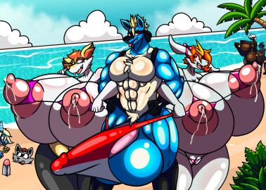 almost_naked anthro anthro_on_anthro areola ass ass_grab balls bastard beach big_areola big_ass big_balls big_breasts big_butt big_penis bikini blonde_hair blue_body bodily_fluids bovid bra braixen breasts brown_body buried buried_in_sand butt_grab camel_toe cameltoe canid canine canis caprine cinderace clothing cloud curvy_figure dolly_(jiqqy) female fish fox generation_4_pokemon generation_6_pokemon generation_8_pokemon genitals gigantic_breasts glasses grey_body grope group hair hand_on_ass hand_on_butt hi_res huge_ass huge_balls huge_breasts huge_butt huge_cock hyper hyper_breasts imminent_sex interspecies jackal jarrettlucario jiqqy lactating lagomorph leporid looking_at_viewer looking_back lucario male male/female mammal marine muscular muscular_male nearly_nude nintendo nipples nova_(ch0c0novawaffle) orange_hair palm_tree penis plant pokemon pokemon_(species) pokémon_(species) predator/prey procyonid pussy rabbit raccoon sand scarecrow_(scarecrowracc) shark shark_boy sheep shrub smile smug swimwear thick_thighs thong tree underwear voluptuous water white_body wide_hips wolf wooloo zak_(zak_hitsuji)