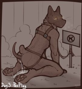 anal_plug animal_mask anthro ass bdsm_gear bodily_fluids bondage bound bulge buttplug buttplug_tail clothed clothing clyde_wolf collar cum cum_inside cum_on_ass cum_on_butt cum_on_feet cum_on_ground digital_media_(artwork) fake_tail feet felid feline fur gay genital_fluids harness hi_res kinktober leash linx looking_at_viewer male male_focus male_only malesub mammal mask petplay plug_(sex_toy) pup_mask puppet puppyplay roleplay sex_toy simple_background solo solo_male submissive submissive_male tail