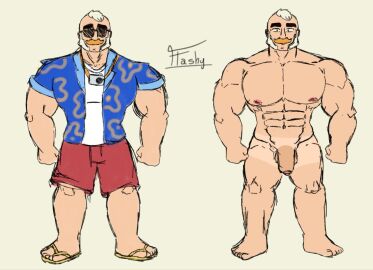 ass balls bara belly brawl_stars comic flashy422 hair male muscular nipples penis sam_(brawl_stars) solo thighs yaoi