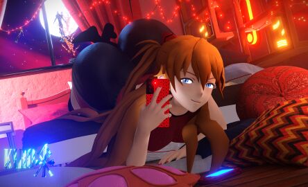 1girls 3d ass asuka_langley_sohryu bed bedroom big_ass blue_eyes bottom_heavy breasts bubble_ass bubble_butt cellphone clothing crop_top fat_ass female female_only huge_ass indoors kiro93591529 large_ass legwear looking_at_viewer lying lying_on_stomach massive_ass neon_genesis_evangelion orange_hair phone png selfie shorts small_breasts solo thick_ass thick_thighs wide_hips