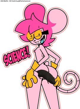 absurd_res anthro black_nose buckteeth clothing eyewear female glasses gloves goommymuffin hair handwear hi_res mammal mouse muffin_(goommymuffin) murid murine pink_body pink_ears pink_hair pink_inner_ear pink_tail rat_tail red_heart rodent simple_background smile solo tail teeth the_cartoon_love white_background yellow_clothing yellow_eyewear yellow_glasses yellow_gloves yellow_handwear