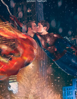 1boy 2boys actor artist_name celebrity chris_evans flexing gay horny human_torch johnny_storm kissing leafiart light-skinned_male light_skin male male_kissing_male male_only marvel marvel_cinematic_universe marvel_comics muscle_arms muscles muscular muscular_male peter_parker pose spiderman spiderman_suit tobey_maguire tough_guy underwear underwear_only undressing