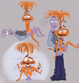 anxiety_(inside_out) cowgirl_position fear_(inside_out) female inside_out inside_out_2 on_bed orange_skin purple_skin pussy spread_legs unknown_artist vaginal_penetration vaginal_sex