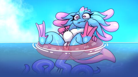 absurd_res amphibian anal anal_sex axolotl axolotl_humanoid axolotl_tail female female_penetrated hi_res marine mole_salamander penetration pool_float pool_toy salamander sex tentacle tentacle_creature tentacle_in_ass tentacle_penetration tentacle_sex water