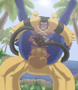 abs anal anal_sex anthro anthro_dominating_human anthro_penetrating anthro_penetrating_human anus ass balls beard big_ass big_balls big_butt big_dom_small_sub big_muscles big_pecs big_penis black_hair blush carrying_another carrying_partner chest_tattoo clothing dominant dominant_anthro dominant_male duo electivire erect_nipples erection facial_hair full_nelson fur gay generation_4_pokemon genitals hair handjob handjob_while_penetrated hi_res holding_partner huge_balls huge_cock human human_on_anthro human_penetrated imminent_anal interspecies jundraws male male/male male_only male_penetrated male_penetrating male_penetrating_male mammal matt_(pokemon) muscles muscular muscular_anthro muscular_human muscular_male nintendo nipple_fetish nipple_play nipples pecs penetration penile penile_penetration penis penis_in_ass pokemon pokemon_(species) pokephilia sex size_difference smaller_human smaller_male smaller_penetrated stand_and_carry_position standing standing_sex submissive submissive_human submissive_male tanned_skin tattoo team_aqua torn_clothing water yaoi yellow_body yellow_fur