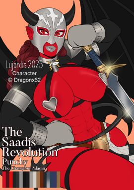 1girls abs bat_wings bikini_armor boxing_gloves cleavage demon demon_girl demon_horns demon_tail devil_girl devil_horns devil_tail diplomacyraptor doll doll_body doll_girl female functionally_nude lady_punchy_(dragon_x62) long_hair looking_at_viewer luchador_mask lujordis mask pathfinder pathfinder_(oc) pinup pinup_pose pointy_ears poppet_(pathfinder) red_eyes red_skin saadis_revolution solo_female solo_focus sword tagme tiefling tiefling_girl wings