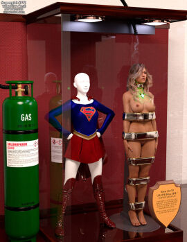 1girls 3d arrowverse blonde_hair bound bound_arms bound_legs completely_naked completely_nude dc dc_comics female female_only full_body kara_danvers kara_zor-el mannequin melissa_benoist nude nude_female solo supergirl supergirl_(cw) superheroine superman_(series) thejpeger trophy_case