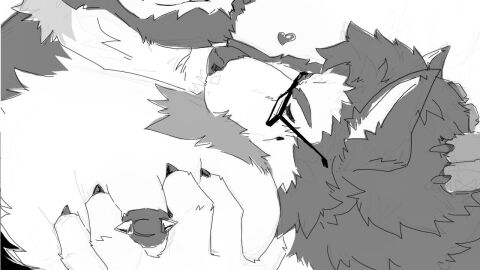 16:9 2023 alaskan_malamute anthro barbell_piercing basch canid canine canis chest_tuft domestic_dog duo eyewear face_on_chest felid glasses hand_behind_head hand_on_pecs heart_symbol lion male male/male mammal monochrome muscular muscular_anthro muscular_male nipple_barbell nipple_piercing nipples nordic_sled_dog orion_(aluminemsiren) pantherine pec_squeeze piercing spitz tuft widescreen