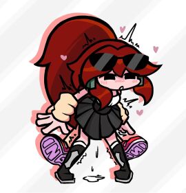 blush boyfriend_(friday_night_funkin) clothed_sex cute friday_night_funkin friday_night_funkin_mod glasses_on_head incognitoaccount421 mob_face red_hair sex skirt tactie_(trake) tagme