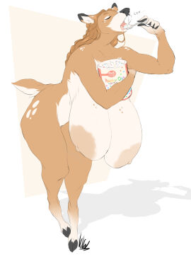 big_breasts breasts cleavage dullvivid female fiona_fawnbags_(dullvivid) furry huge_breasts nipples tagme thick_thighs wide_hips