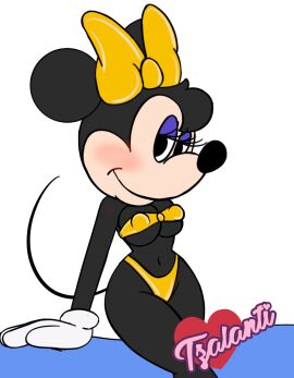 anthro bikini blackmercurius_(artist) breasts disney female furry minnie_mouse mouse nipples partially_clothed pinup solo standing tzalanati_(artist)