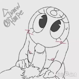 8-ball animated cum cum_in_mouth dandy's_world dandys_world eye_contact inanimate inanimate_object pubic_hair snowhope sucking sucking_penis tagme toodles_(dandy's_world) video white_background