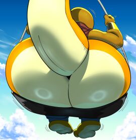 absurd_res anthro ass ass_focus big_ass big_butt blue_sky bottom_heavy bottomless bubble_ass bubble_butt butt_focus charmander clothed clothing cloud generation_1_pokemon hadou_(satsui-n0-had0u) hi_res huge_ass huge_butt male nintendo orange_body orange_scales pokemon pokemon_(species) rear_view satsui satsui-n0-had0u scales sitting sitting_on_swing sky solo swing tail