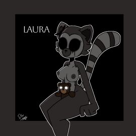 1girls aged_up black_eyes black_sclera breasts dibuinsano_(artist) female female_focus female_only furry glowing_eyes infected_(piggy) laura_(piggy) naked naked_female nude nude_female piggy_(game) simple_background tail tail_markings teddy_bear