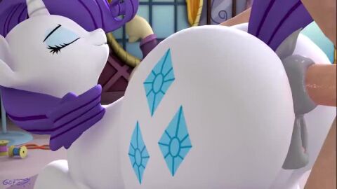 3d 3d_(artwork) 3d_model anal anal_insertion anal_sex animated friendship_is_magic godoffury hasbro human my_little_pony penis pony purple_hair rarity_(mlp) sound tagme video white_body white_fur white_skin