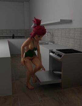 3d 3d_animation animated barefoot blender breasts entering_oven female hide_and_seek_champion kitchen kumatora mandalafurikake mother_(series) mother_3 naked_apron no_sound oven tagme video what yoshikoshi_(mother_3)