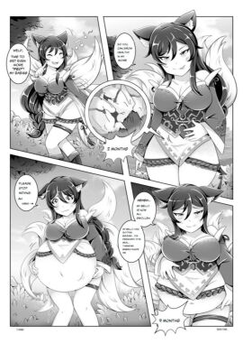 animal_ears blush breasts comic female greyscale large_breasts long_hair monochrome underwear