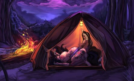 absurd_res ambiguous_penetration animal_humanoid arm_tattoo ass back_scar belly_tattoo big_breasts black_body black_fur black_hair black_lipstick blue_eyes bodily_fluids breast_tattoo breasts brown_eyes butt_tattoo campfire camping camping_tent canid canid_humanoid canine canine_humanoid chest_scar chest_tattoo corruption_of_champions_2 dark_body detailed_background digital_media_(artwork) dipstick_ears dipstick_tail dreadlocks duo ear_markings erect_nipples eye_contact facial_markings facial_piercing facial_scar female female_penetrated femboy fire fox fox_humanoid from_front_position fur hair head_markings hi_res huge_filesize humanoid lamp lantern lipstick looking_at_another lying makeup male male/female male_penetrating male_penetrating_female mammal mammal_humanoid markings missionary_position multi_tail multicolored_ears multicolored_hair night nipples nude on_back penetration penile piercing pink_nipples plant pregnant pregnant_female pregnant_sex randal_otomo river scar sex sleeping_bag sweat tail tail_markings tattoo tree two_tone_hair walkinho yellow_eyes yuriko_getsumi