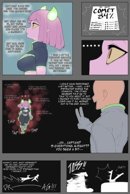 1boy 1girls 2024 2d 2d_(artwork) angry bottom_heavy clothed clothed_female clothing comet_(vammzu) comic english english_text female female_focus femdom horned_humanoid horns huge_ass humanoid male male/female original original_character pink_body pink_hair pink_skin shortstack text vammzu