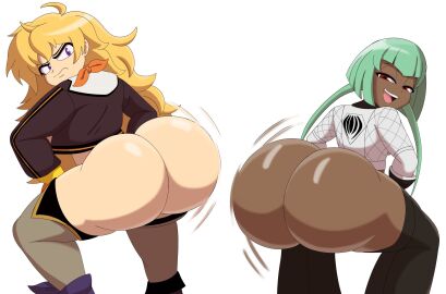 2girls angry ass ass_focus big_ass dark-skinned_female dark_skin emerald_sustrai exhibitionism exposed_ass exposed_butt female female_only huge_ass jiggle jiggling_ass light-skinned_female light_skin mechspazer multiple_females multiple_girls rwby shaking shaking_ass shaking_butt showing_ass tagme twerk twerking twerking_position yang_xiao_long