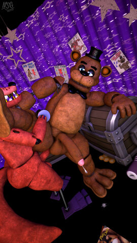 2boys 3d 4_fingers absurd_res anal anal_sex animatronic anthro arm_support balls bear big_balls big_penis blue_eyes bodily_fluids bow_tie brown_body canid canine chest_(container) clothing coin cum curtains digital_media_(artwork) drawing duo erection eyebrows fingers five_nights_at_freddy's fox foxy_(fnaf) freddy_(fnaf) furniture gay genital_fluids genitals glowing glowing_eyes gold_(metal) gold_coin gold_tooth hat headgear headwear hi_res holding_leg holding_leg_up humanoid_genitalia humanoid_penis inside leaning leaning_on_elbow leaning_on_object leaning_sideways long_penis machine magazine male male/male male_penetrated male_penetrating male_penetrating_male mammal nsg_editor nude open_mouth penetrable_sex_toy penetration penis porn_magazine pornography precum purple_curtains raised_leg red_body robot scottgames sex sex_toy source_filmmaker_(artwork) tail teeth thick_thighs top_hat vein veiny_penis