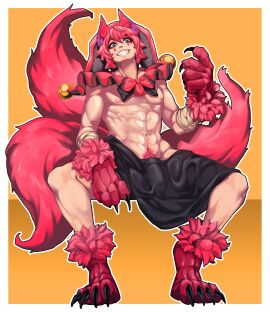fox_ears fox_tail jester jester_hat kitsune male male_only partially_clothed scribblesquab towel virtual_youtuber vtuber