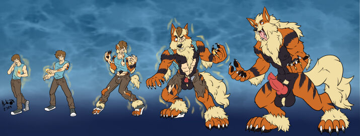 4_toes 5_fingers abs after_transformation animal_genitalia animal_penis ankle_tuft anthro arcanine arm_tuft athletic athletic_human balls big_muscles black_body black_fur black_nipples black_nose black_pawpads black_stripes body_growth body_growth_(enlargement) bottomwear brown_hair bulge canine_genitalia canine_penis cheek_tuft claw_growth claws clenched_teeth clothing digital_drawing_(artwork) digital_media_(artwork) digitigrade erection evolutionary_stone facial_tuft feet finger_claws fingers fire_stone fluffy fluffy_mane fluffy_tail footwear fur fur_growth generation_1_pokemon genital_growth genitals growth hair hair_to_fur half-erect happy hi_res higurashi029 holding_object human human_to_anthro imminent_transformation knot leg_tuft looking_at_hands male male_focus male_only mammal mane mid-transformation muscle_growth muscles muscular muscular_anthro muscular_male naughty_face nintendo nipples one_eye_closed open_mouth orange_body orange_fur pained_expression pants pawpads paws pecs penis penis_tip pink_nipples pink_penis plantigrade plantigrade_to_digitigrade pokemon pokemon_(species) post-transformation pubes red_eyes shirt shocked shoe_burst shoes simple_background size_transformation smile solo species_transformation stripes tail tail_growth tan_body tan_fur tank_top tearing_clothing teeth tight_clothing toe_claws toes tongue tongue_out topwear torn_bottomwear torn_clothing torn_pants torn_shirt torn_shoes torn_topwear transformation transformation_sequence tuft were werepokemon white_claws wide_eyed