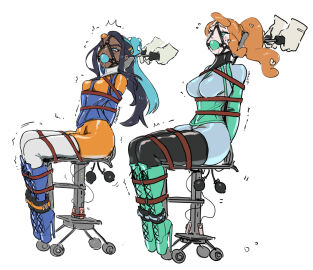 2020s 2024 2girls ball_gag bondage bound chair drooling eudetenis female femsub gag gagged human jpeg multiple_females multiple_girls nessa_(pokemon) nintendo pokemon pokemon_ss restrained sex_toy sonia_(pokemon) sweat tied_to_chair tied_up trembling vibrator