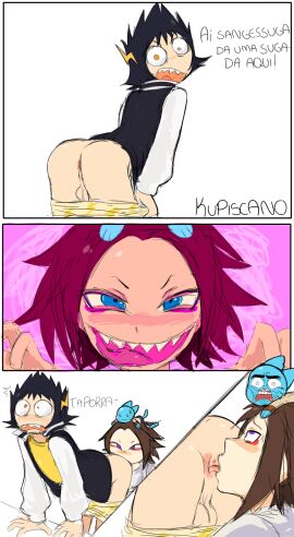 anus ass brazilian bruno_rascunho cb_(youtube) cb_do_grau comic dominant_female female gumball_watterson licking male male/female pervert pngtuber provocative submissive_male surprised tongue tongue_out youtube youtuber