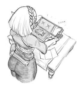 1girls anal_plug ass big_ass black_and_white bottle box braid braided_hair breath_of_the_wild buttplug calamari_cakes clothed clothing comic fat_ass female fingerless_gloves fully_clothed gift gift_box leggings link lubricant monochrome pointy_ears princess princess_zelda purah sex_toy short_hair sketch solo standing tears_of_the_kingdom text text_bubble the_legend_of_zelda thick_thighs thighs tight_clothing zelda_(tears_of_the_kingdom)