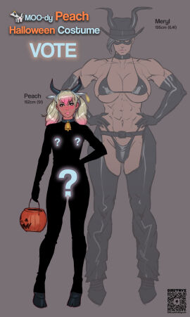 big_breasts breasts chaps costume coweboy dmitrys futanari halloween_costume intersex male meryl_(dmitrys) muscular muscular_futa peach_(dmitrys) toned toned_futa