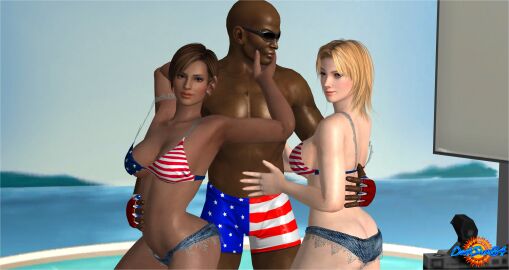 1boy 2girls 3d dark-skinned_male darksun64 dead_or_alive female lisa_hamilton male tagme tina_armstrong zack_(dead_or_alive)