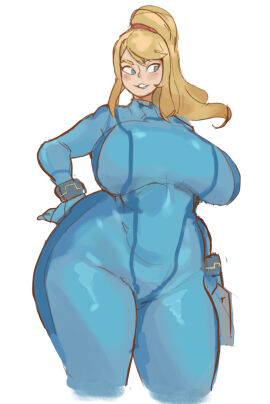 1girls alternate_breast_size big_breasts big_thighs blonde_hair blue_eyes blue_outfit bodysuit breasts child_bearing_hips clothing enormous_breasts enormous_thighs female female_only gigantic_breasts gigantic_thighs gikowinko huge_breasts huge_thighs human human_only large_breasts large_thighs light-skinned_female light_skin mammal massive_breasts massive_thighs mature mature_female metroid mommy nintendo ponytail samus_aran solo solo_female solo_focus thick_thighs thighs tight_bodysuit tight_clothing voluptuous voluptuous_female white_background wide_hips zero_suit_samus