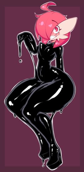 1boy ass big_ass big_thighs bodysuit femboy frowntown gardevoir girly heart-shaped_pupils huge_ass latex lowres male male_gardevoir pink_(frowntown) pink_hair pokemon pokemon_(species) smile tagme