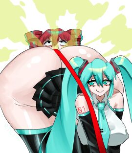 ass big_ass fart fart_fetish female hatsune_miku kasane_teto leash makima_fart_inflation meme utau vocaloid yuri