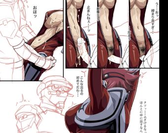 1boy 1girls alternate_breast_size ass big_ass big_breasts big_butt big_thighs blush bodysuit breasts cleavage clothing code_geass cum cum_in_pussy cum_inside cum_on_body cum_on_breasts dark_skin eyes_out_of_frame female huge_ass huge_breasts huge_butt huge_thighs iwao178 japanese_text kallen_stadtfeld large_breasts licking_neck male massive_breasts pubic_hair pussy sex text translation_request vaginal_penetration