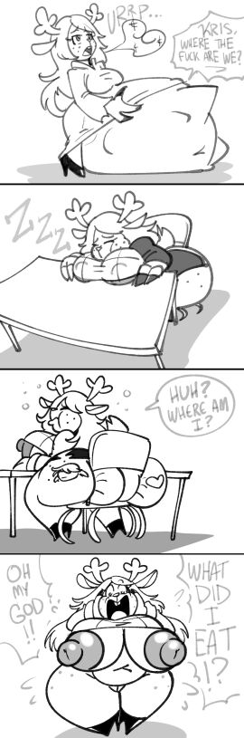 absurd_res anthro anthro_pred anthro_prey antlers ass ass_expansion ass_tattoo belly big_ass big_belly big_breasts breast_expansion breast_growth breast_growth_(enlargement) breasts burping butt_expansion butt_tattoo clothing deer deltarune digestion expansion female female_pred female_prey freckled_butt freckles genitals god_fucking_dammit_kris_where_the_fuck_are_we group hi_res horn huge_ass huge_breasts human_prey kris_(deltarune) mammal meme monochrome new_world_deer noelle_holiday oral_vore popular_meme pussy reindeer sachasketchy sleeping soft_vore surprised_expression susie_(deltarune) tattoo tattooification trio undertale_(series) vore vore_tattoo wardrobe_malfunction weight_gain