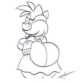 1girls 2d 2d_animation amy_rose animated animated_gif ass big_breasts breasts cleavage clothed clothing_malfunction female female_only furry gif huge_ass no_bra ota_(artist) pulling_clothing pulling_up_skirt revealing_clothes sega sideass sonic_(series) tight_fit wardrobe_malfunction