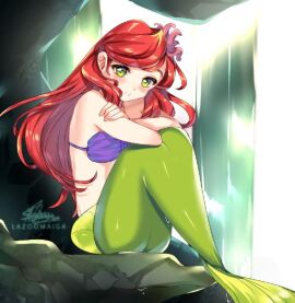 ariel ariel_(the_little_mermaid) ass breasts disney disney_princess female lazoomaiga merfolk mermaid mermaid_tail sideass the_little_mermaid