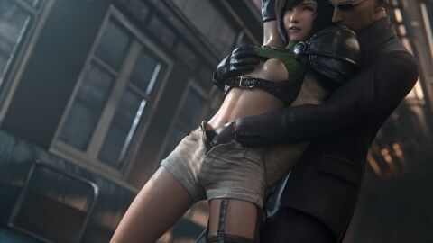 1boy 1girls 3d age_difference aroused barefoot breast_grab breasts breasts_out female female_human femsub final_fantasy final_fantasy_vii final_fantasy_vii_remake fingering fit fit_female glasses grabbing_from_behind hand_in_pants human human_male imminent_sex kunoichi light-skinned_female light_skin male mature_male medium_breasts molestation nagoonimation nipples older_male petite rude_(final_fantasy_vii) sex short_shorts shorts slim_waist standing straight sunglasses teenage_female teenager tomboy young younger_female yuffie_kisaragi