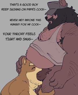 absurd_res anthro ashthespeedster bear dan_bear_(dan_the_bear) duo hi_res male male/male mammal penis penis_nursing ursine