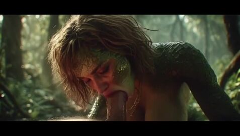 1boy 1girls ai ai-created ai_assisted ai_generated blowjob fantasy fantasy_world fantasyanim huge_breasts scales scalie_female scalie_humanoid snake snake_girl tagme video