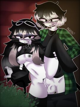 1boy 1girls 2d alexa_drawsart balls bush cum cum_in_pussy cum_inside female glasses glasses_on_head male oc original_character pussy roblox roblox_avatar sex vagina vaginal_penetration vaginal_sex white_body