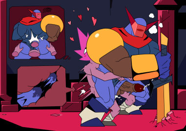 2boys anal anal_sex black_skin dead_cells dead_cells_immortalis gay gay_sex male male_only mask masked middelus muscular pink_skin sex sketch small_dom_big_sub the_beheaded wheatwesley yellow_eyes