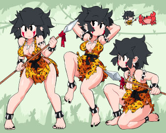 1girls anklet barefoot black_eyes black_hair black_nails cave_girl cavegirl cavewoman clothed ear_piercing feet female foot_jewelry fully_clothed hi_res jungle jungle_girl leopard_print leotard lucia_(scott_malin) marvel messy_hair ooga_booga prehistoric primitive savage_land scott_malin spear tarzan toenail_polish toenails toes tooth_necklace tribal tribal_clothing tribal_markings tribal_tattoos unga_bunga wild