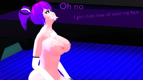 after_oral breasts cum cum_on_breasts cum_on_face female melody_(projektmelody) on_knees projektmelody tongue tongue_out virtual_youtuber vshojo vtuber