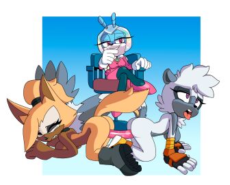 2d 3girls all_fours animal_ears animal_hands animal_nose antennae anthro arm_support ass ass-to-ass bangs being_watched black_footwear blue_background blue_hair blue_legwear blue_skin blush body_fur boots border breast_press breasts breasts_on_floor brown_skin canine chair closed_mouth clothing colored_sclera colored_skin completely_nude crossed_legs dildo dog_ears dog_girl dog_tail doggy_style double_dildo dress duo evil_grin eyelashes eyes_rolling_back female female_only fingerless_gloves footwear full_body fur furry furry_female gloves gradient gradient_background grey_body grey_fur grey_hair grin hair_over_one_eye hair_tie half-closed_eye half-closed_eyes hanging_breasts happy head_rest high_heels idw_comics idw_publishing insect_girl insect_wings insectoid insertion interspecies jewel_the_beetle jewelry leatherruffian lemur lesbian_sex long_ears long_sleeves long_tail looking_at_another looking_pleasured looking_to_the_side looking_up makeup mammal mascara mobian mobian_(species) mobian_beetle multiple_females multiple_girls mutual_masturbation mutual_yuri naked_footwear nude nude_female object_insertion oerba_yun_fang one_eye_covered open_mouth outside_border penetration pink_dress pink_eyes pink_shoes pink_skirt pink_vest pleasure_face ponytail purple_eyes pussy raised_eyebrow robot sega sex sex_toy shared_object_insertion sharp_teeth shiny shoes short_hair simple_background sitting sitting_on_chair small_breasts smile smug sneakers snout sonic_(series) sonic_the_hedgehog_(comics) sonic_the_hedgehog_(idw) sonic_the_hedgehog_(series) stockings straight suit tail taken_from_behind tangle_the_lemur teeth tongue tongue_out top-down_bottom-up topknot torogao two-tone_fur u_u vagina vaginal_insertion vaginal_object_insertion vaginal_penetration video_game voyeur watching watching_sex whisper_the_wolf white_border white_fur white_gloves wolf_ears wolf_girl wolf_tail yellow_fur yuri