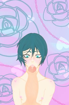 blowjob blue_lock breasts cute_face femboy itoshi_rin male male_breasts male_with_breasts mybllkpusboi