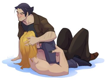 balls bara blowjob body_hair boner dragonasis erection facial_hair gay james_howlett male male_only marvel marvel_comics muscles muscular oral penis sabretooth shirtless victor_creed wolverine_(x-men) x-men yaoi