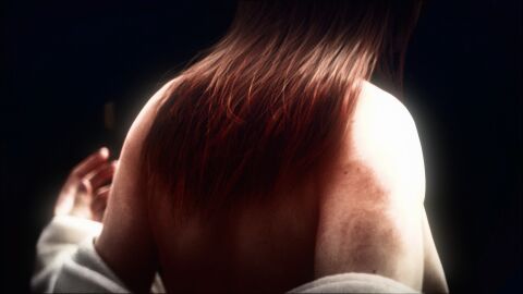 absurd_res absurdres artist_request bare_shoulders brown_hair cinematic cinematic_render diana_burnwood edited_screencap highres hitman hitman_absolution io-interactive large_breasts large_tits long_hair mature_female mature_woman sideboob topless_female undressing